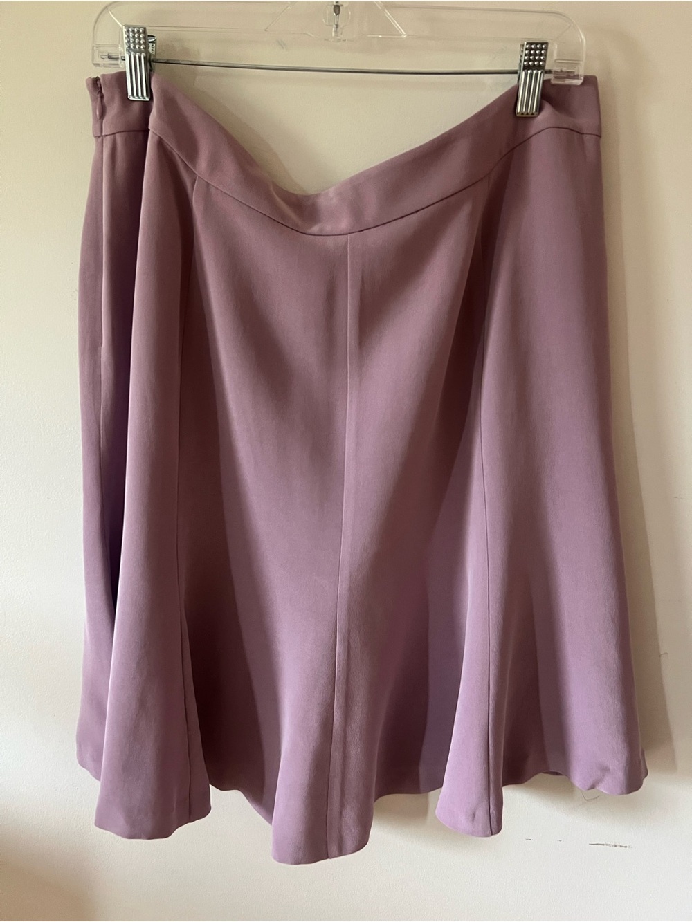 Calvin Klein 100% Silk A-Line Flared Skirt Dusty Mauve Lavender Purple Size 14